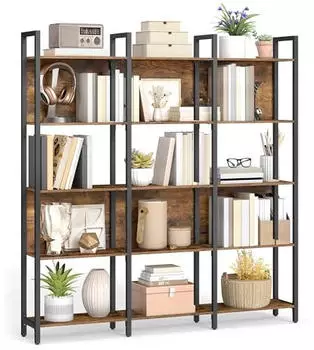 Vasagle Standregal 5 Ebenen Industrie-Design 24x128x154,1cm Vintagebraun-Tintenschwarz (LLS150K01)