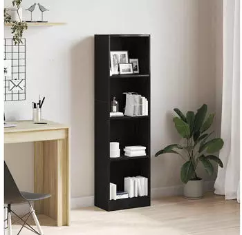 vidaXL B&uuml;cherregal Schwarz Eichen-Optik 40x24x143cm Holzwerkstoff (862453)