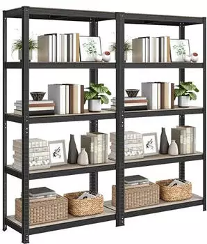 Songmics Standregal 5 Ablagen 40x90x180cm 875kg Greige-Schwarz, 2er Set (GLR040B22)