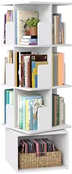 Vasagle Custos Drehbares B&uuml;cherregal 4 Ebenen, wolkenwei&szlig;, 40x40x124,6cm (LBC471WB01)