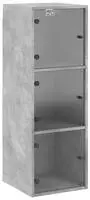 vidaXL Wandschrank mit Glast&uuml;ren Betongrau 35x37x100 cm