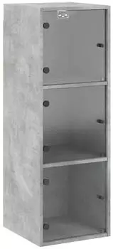 vidaXL Wandschrank mit Glast&uuml;ren Betongrau 35x37x100cm (836486)