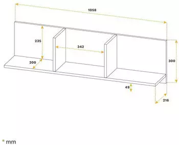Ricoo Wandregal 106x30x22cm Grau Beton Optik (WM014-BG)