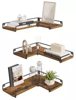 Vasagle L-f&ouml;rmiges Eckregal 3er Set Industrie-Design vintagebraun (LLS833KD01)