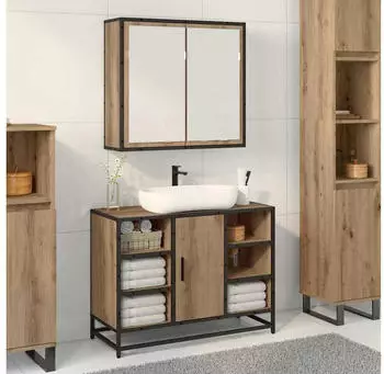 vidaXL Wandregal mit Spiegel Artisan-Eiche 65x20x60cm (883609)