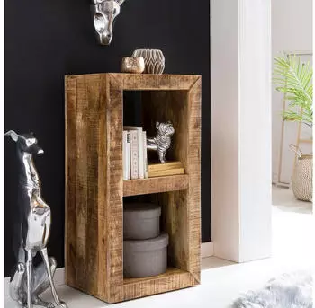 Finebuy Standregal Massivholz Mango 45x90x35cm 2 B&ouml;den (FB45542)