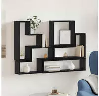 vidaXL Wandregal Wandmontiert Schwarz Eichen-Optik 96 x 12 x 64 cm