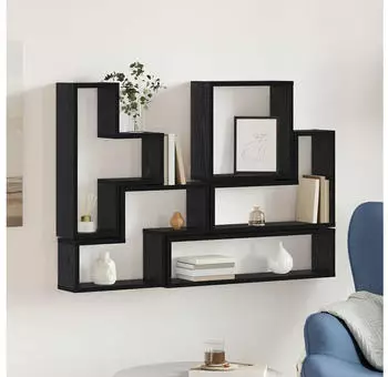 vidaXL Wandregal Schwarz Eichen-Optik 96x12x64cm (879641)