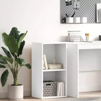 vidaXL B&uuml;cherregal 2 F&auml;cher Wei&szlig; 40x30x76,5cm Holzwerkstoff (800927)