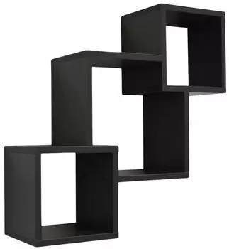 Mein-Regal Connect Wandregal versetzt, MDF, 3 F&auml;cher, Schwarz, 65x20x60cm (Connect)