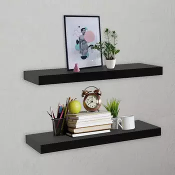 vidaXL Schwebende Wandregale 2 Stk. Schwarz 60x20x3,8cm (288201)