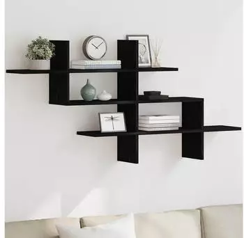 vidaXL Wandregal Schwarz Eichen-Optik 124,5x18x60,5cm Holzwerkstoff (868069)