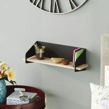 Hanah Home BRS-004 Wandregal Holz & Metall 60x20x19cm Schwarz (491CRT1305)