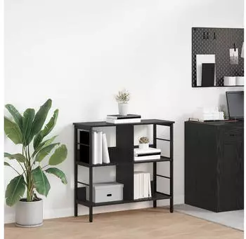 vidaXL B&uuml;cherregal Industrial Schwarz Eichen-Optik 82x32x79cm Holzwerkstoff (883994)