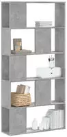 vidaXL B&uuml;cherregal 5 B&ouml;den Betongrau 80,5x23,5x162,5 cm Holzwerkstoff