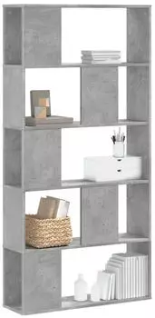 vidaXL B&uuml;cherregal 5 B&ouml;den Betongrau 80,5x23,5x162,5cm Holzwerkstoff (852774)