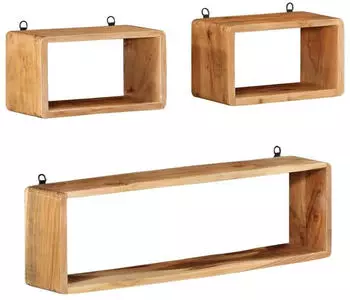 vidaXL W&uuml;rfelregal Set 3-tlg. Massiv Akazienholz Wandmontage (328262)
