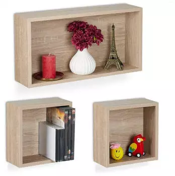 Relaxdays Cube Wandregal Set, MDF, 3er-Set