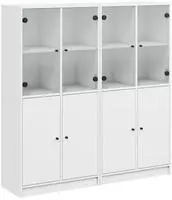 vidaXL B&uuml;cherschrank mit T&uuml;ren Wei&szlig; 136x37x142 cm Holzwerkstoff