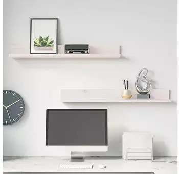 vidaXL Wandregal 2er-Set 80x11x9cm Massivholz Kiefer Wei&szlig; (823605)