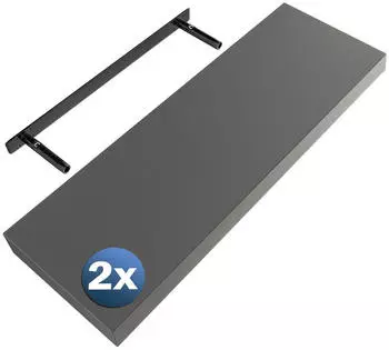 Casaria Schweberegale 2er-Set MDF Matt Grau 70cm 15kg (996357)