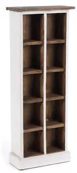 Xtradefactory Bücherregal "Nature" Massivholz 10 Fächer 94x36x17cm, Weiß-Landhaus