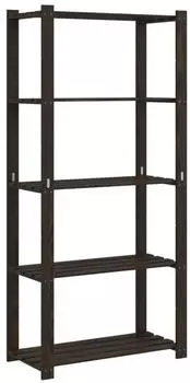 vidaXL Lagerregal 5 B&ouml;den Kiefer Massivholz Schwarz 80x38x170cm