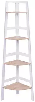 Costway Eckregal Leiterregal 4 Ebenen Holz, 32x32x138cm, wei&szlig;