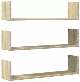 vidaXL Wandregale 3 Stk. Sonoma-Eiche 80x18x18cm Holzwerkstoff (853292)