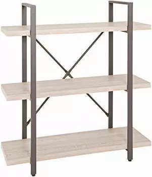 HAKU Standregal Bücherregal Braun/Eiche hell, Metall, 90x33x102cm (87179)