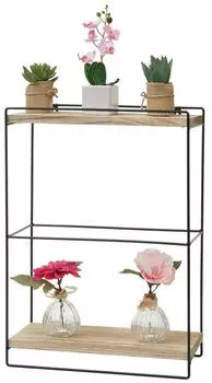 MCW Wandregal K77 Massivholz Metall Industrial 50x35x17cm, Natur (MCW-K77)