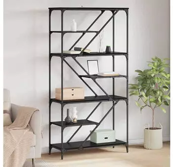 vidaXL B&uuml;cherregal Schwarz Eichen-Optik 91x36x176cm Holzwerkstoff (882780)