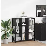 vidaXL B&uuml;cherregal Schwarz Eichen-Optik 102 x 32 x 104,5 cm