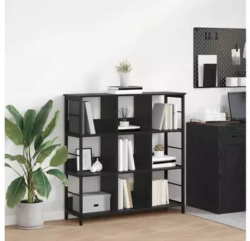 vidaXL B&uuml;cherregal Schwarz Eichen-Optik 102x32x104,5cm