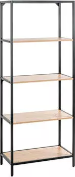 HAKU PAMPLONA Standregal 5 Ablagen, Stahl/MDF, schwarz/Eiche, 64x35x167cm (37405)
