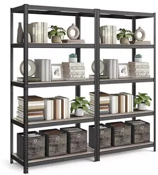 Songmics Standregal 5 Ablagen verstellbar 50x100x200cm Greige-Schwarz (GLR050B21)