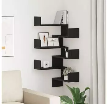 vidaXL Wandregal 2er-Set Schwarz Eiche-Optik 40x40x49,5cm Holzwerkstoff (862653)