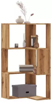 vidaXL Eck-B&uuml;cherregal 3 B&ouml;den Artisan-Eiche Holzwerkstoff 50x50x102cm (852599)