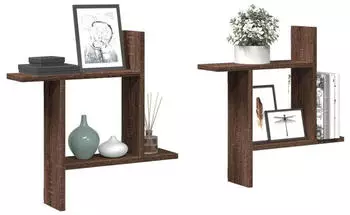 vidaXL Wandregal 2er-Set Holzwerkstoff Braun Eichen-Optik 50x12x50cm (853260)