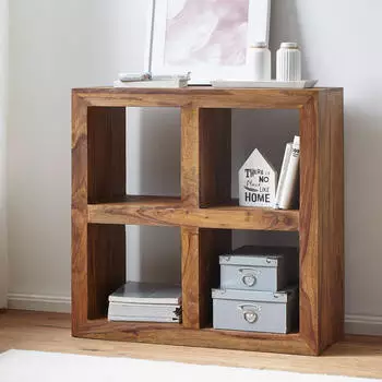 Finebuy Standregal Sheesham Massivholz 82cm 4 Böden Landhaus (SuVa1168_1)
