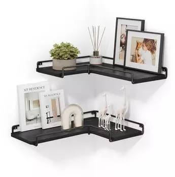 Vasagle Eckregal L-f&ouml;rmig Wandmontage 2er-Set Industrie-Design (SLL831B22)