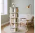 Relaxdays Bücherregal Drehregal Weiß, Holzwerkstoff, 40x128x40cm (10051423_49)