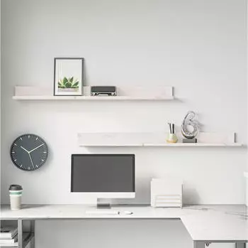 vidaXL Wandregal 2er-Set 110x11x9cm Massivholz Kiefer Wei&szlig; (823610)