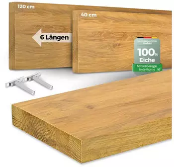 holz4home Wandregal Massivholz Eiche Natur ge&ouml;lt, 60cm, schwebend (holz4home)