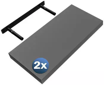 Casaria Schweberegal 2er-Set MDF Matt Grau 50cm 15kg (996349)