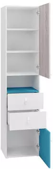 Mirjan24 Planet 04 Regalschrank mit Türen und 2 Schubladen, 45x40x190cm