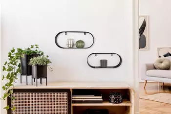 Mirrors and More Joyce Wandregal 2er-Set, Metall, Schwarz, 38x18x10cm (82370102)
