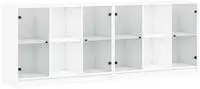 vidaXL B&uuml;cherschrank mit T&uuml;ren Wei&szlig; 204x37x75 cm Holzwerkstoff