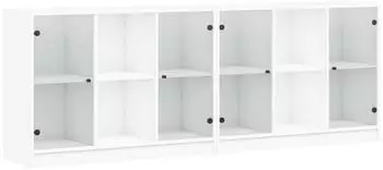 vidaXL B&uuml;cherschrank mit T&uuml;ren Wei&szlig; 204x37x75cm Holzwerkstoff (3206531)