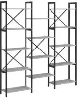 vidaXL B&uuml;cherregal Grau Sonoma 156 x 25 x 167 cm Holzwerkstoff